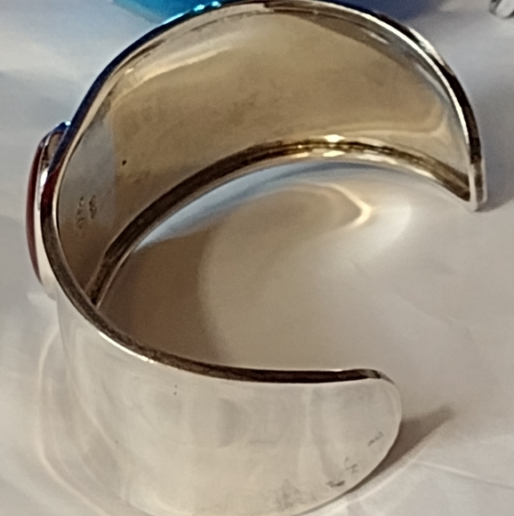 Carnelian Heavy Sterling Silver Bangle - Picture 3 of 12